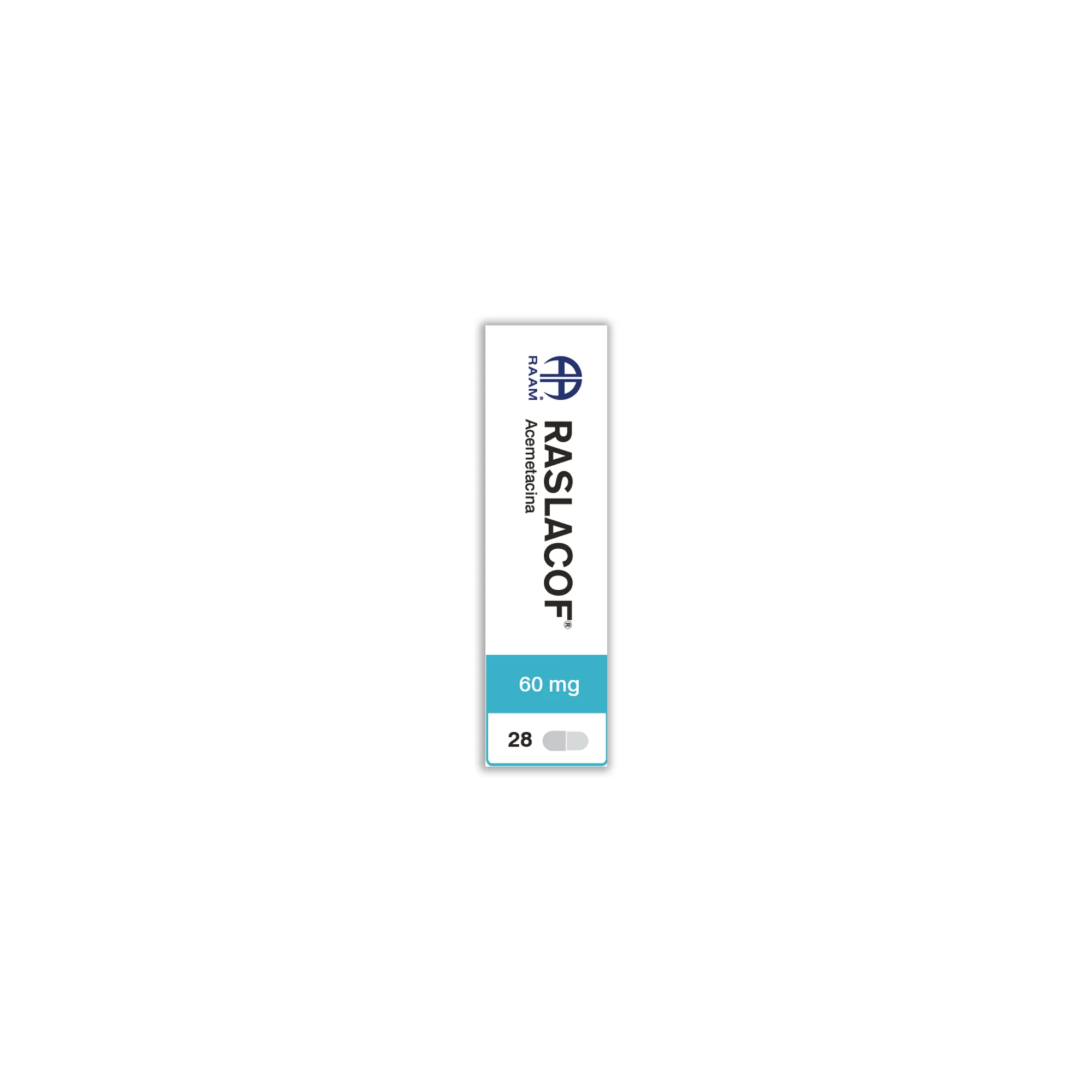 Acemetacina 60 mg 14 Cápsulas RASLACOF | Detalle de empaque Detalle de empaque de Acemetacina 60 mg 14 Cápsulas RASLACOF
