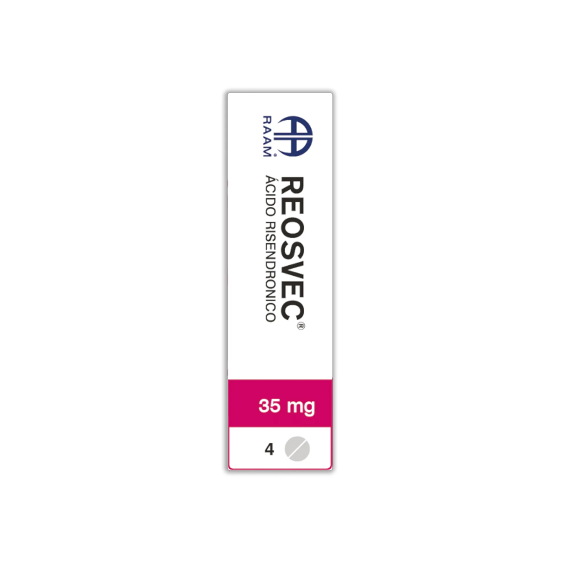 Acido Resendronico 35 mg 4 Tabletas REOSVEC | Detalle de empaque Detalle de empaque de Acido Resendronico 35 mg 4 Tabletas REOSVEC