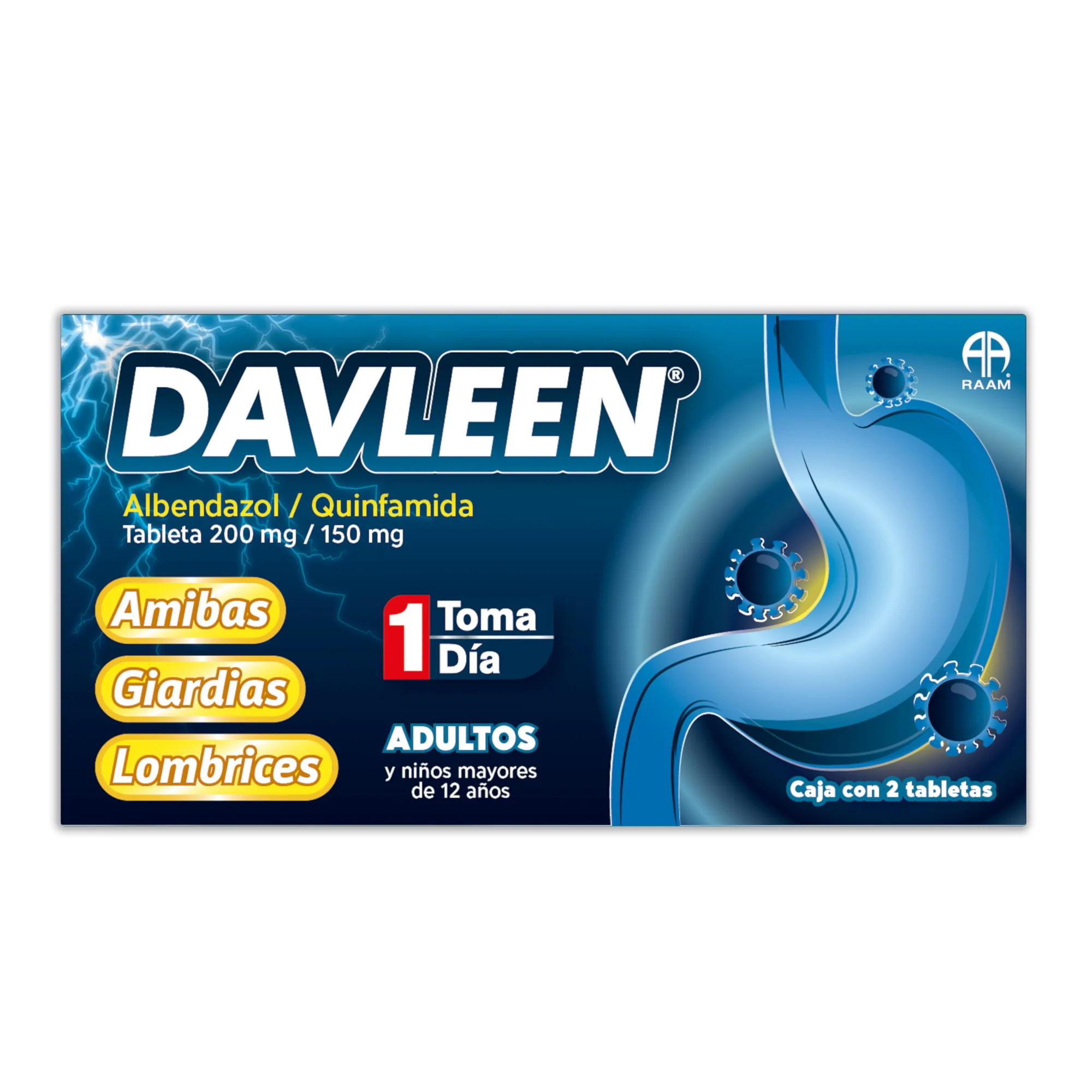 Frente de la caja de Albendazol - Quinfamida Otros DAVLEEN