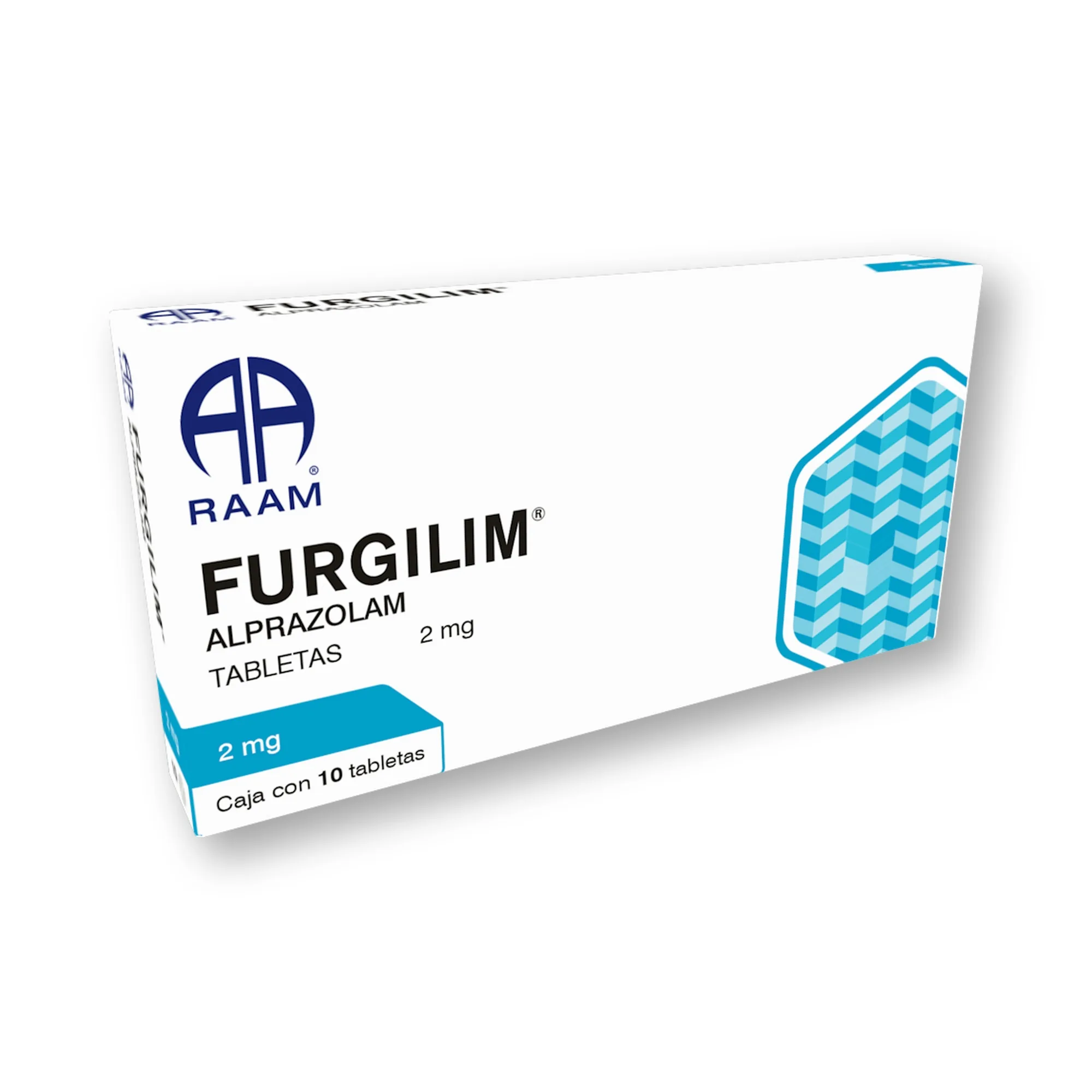 Alprazolam 2 mg 10 Tabletas FURGILIM | Vista lateral de la caja Lado lateral de la caja de Alprazolam 2 mg 10 Tabletas FURGILIM