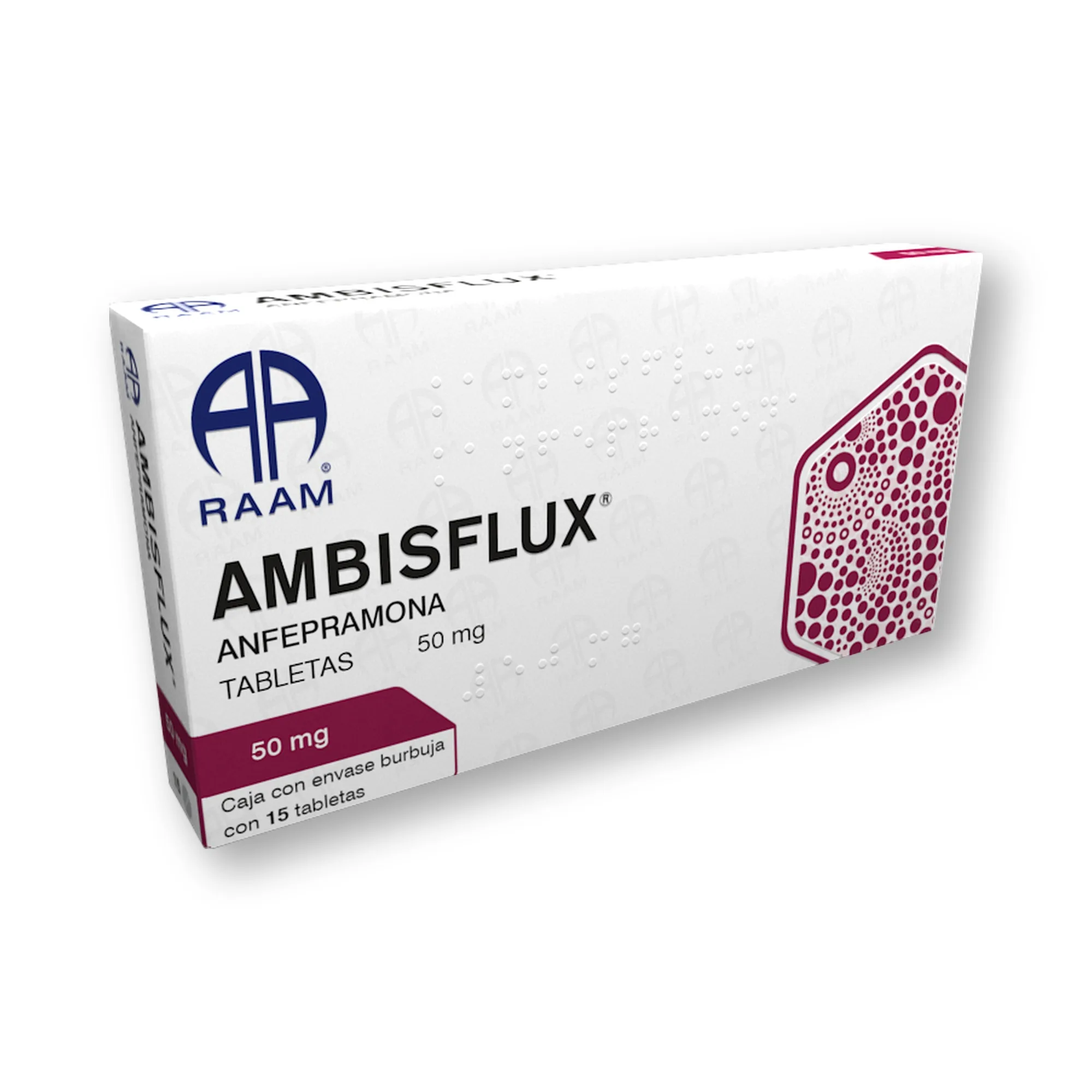 Anfepramona 25 mg 15 Tabletas AMBISFLUX | Vista general del producto Vista general de Anfepramona 25 mg 15 Tabletas AMBISFLUX Laboratorio RAAM