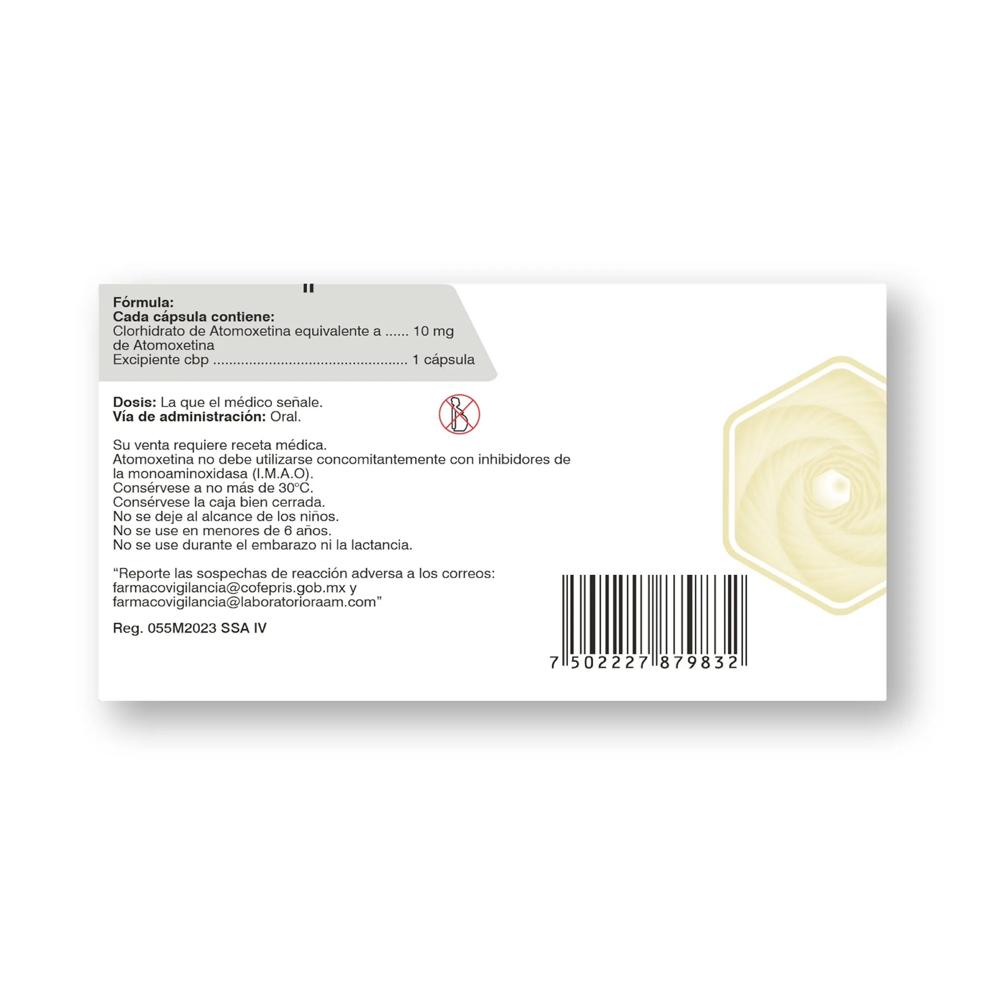 Atomoxetina 10 mg 14 Cápsulas DANPRINON | Vista general del producto Vista general de Atomoxetina 10 mg 14 Cápsulas DANPRINON Laboratorio RAAM