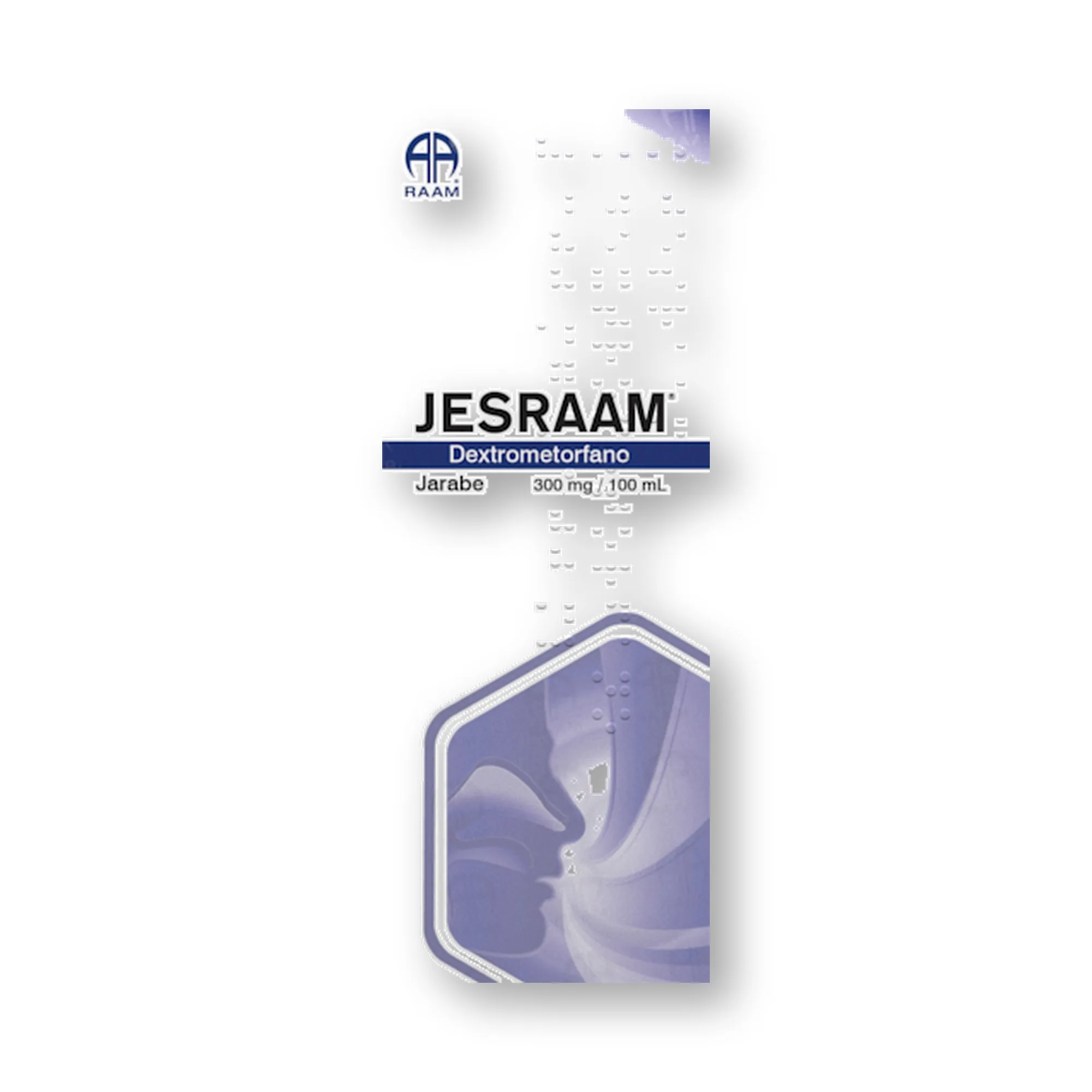 Lado lateral de la caja de Dextrometorfano 0.30/100 Mg Frasco JESRAAM
