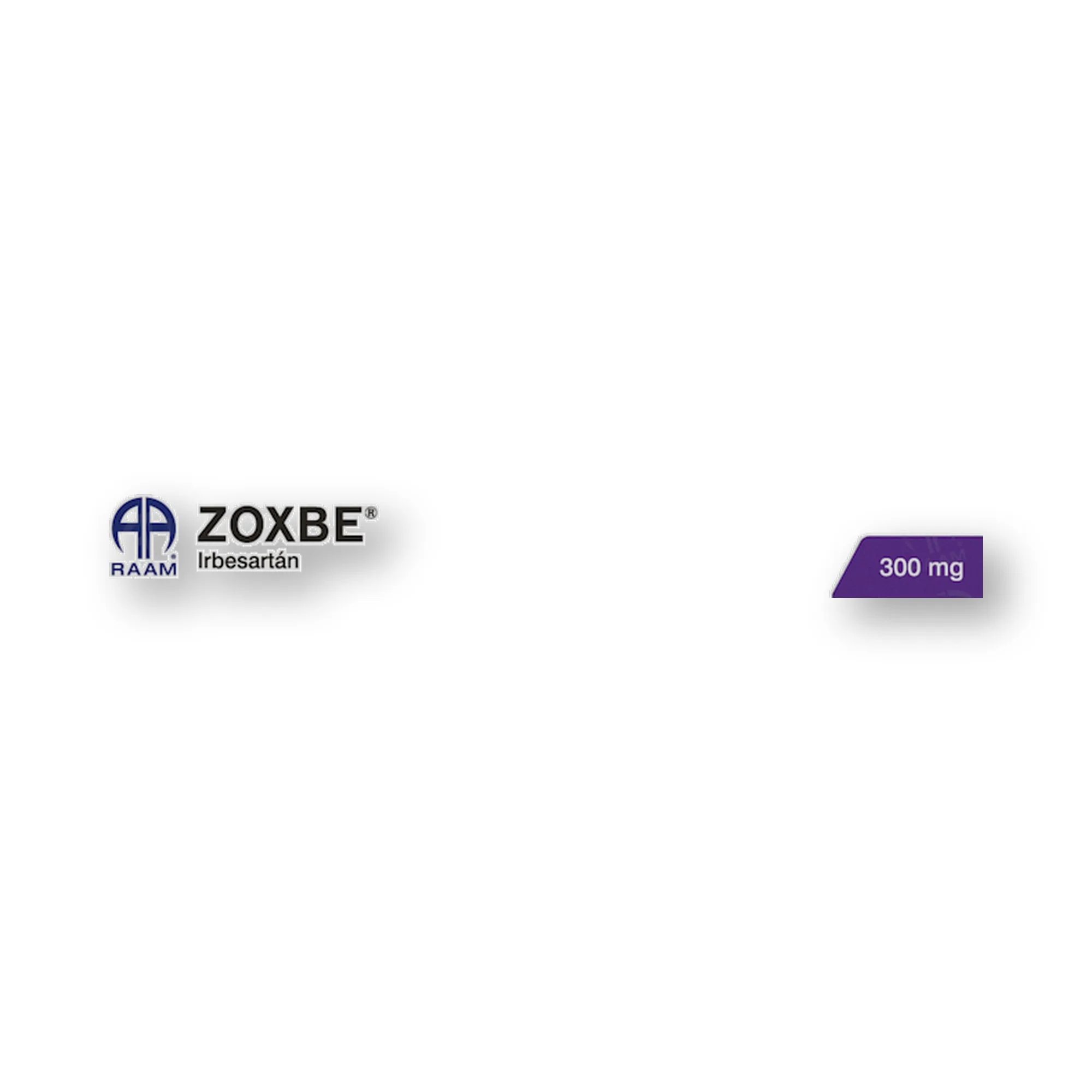 Detalle de empaque de Irbesartan 300 mg 14 Tabletas ZOXBE