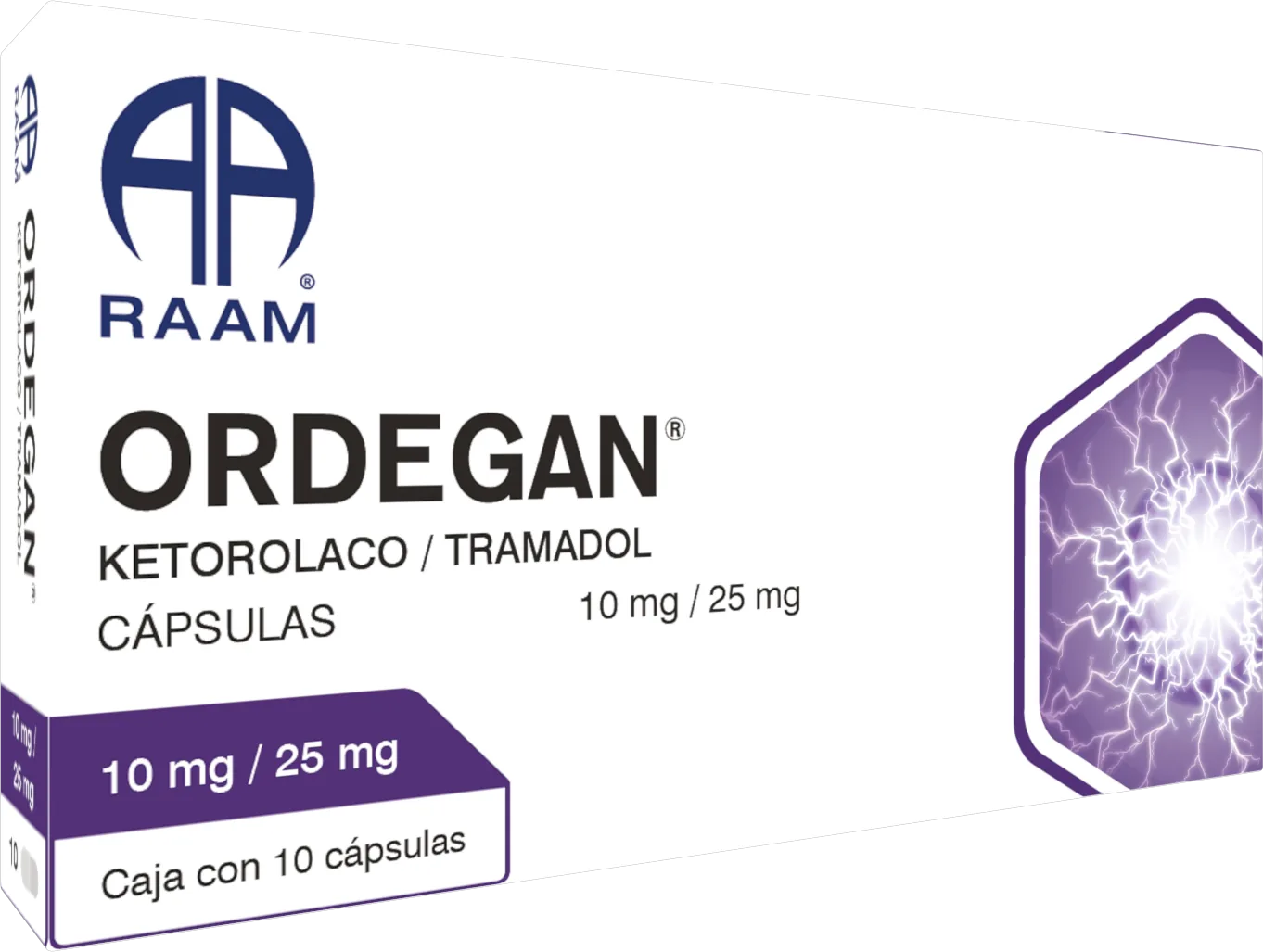 Ketorolaco / Tramadol 10 mg / 25 mg 10 Cápsulas ORDEGAN® Laboratorio RAAM