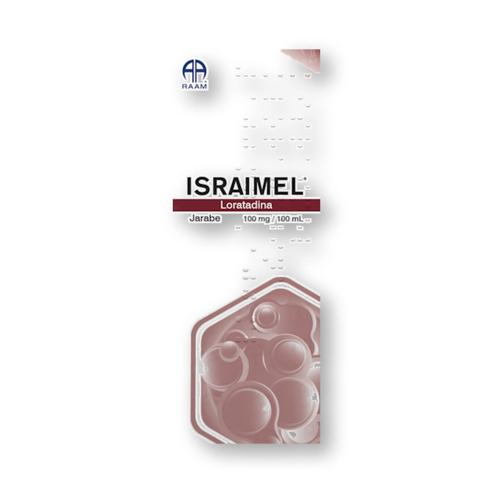 Loratadina 100 mg 100 ml 120 ml ISRAIMEL | Vista lateral de la caja Lado lateral de la caja de Loratadina 100 mg 100 ml 120 ml ISRAIMEL