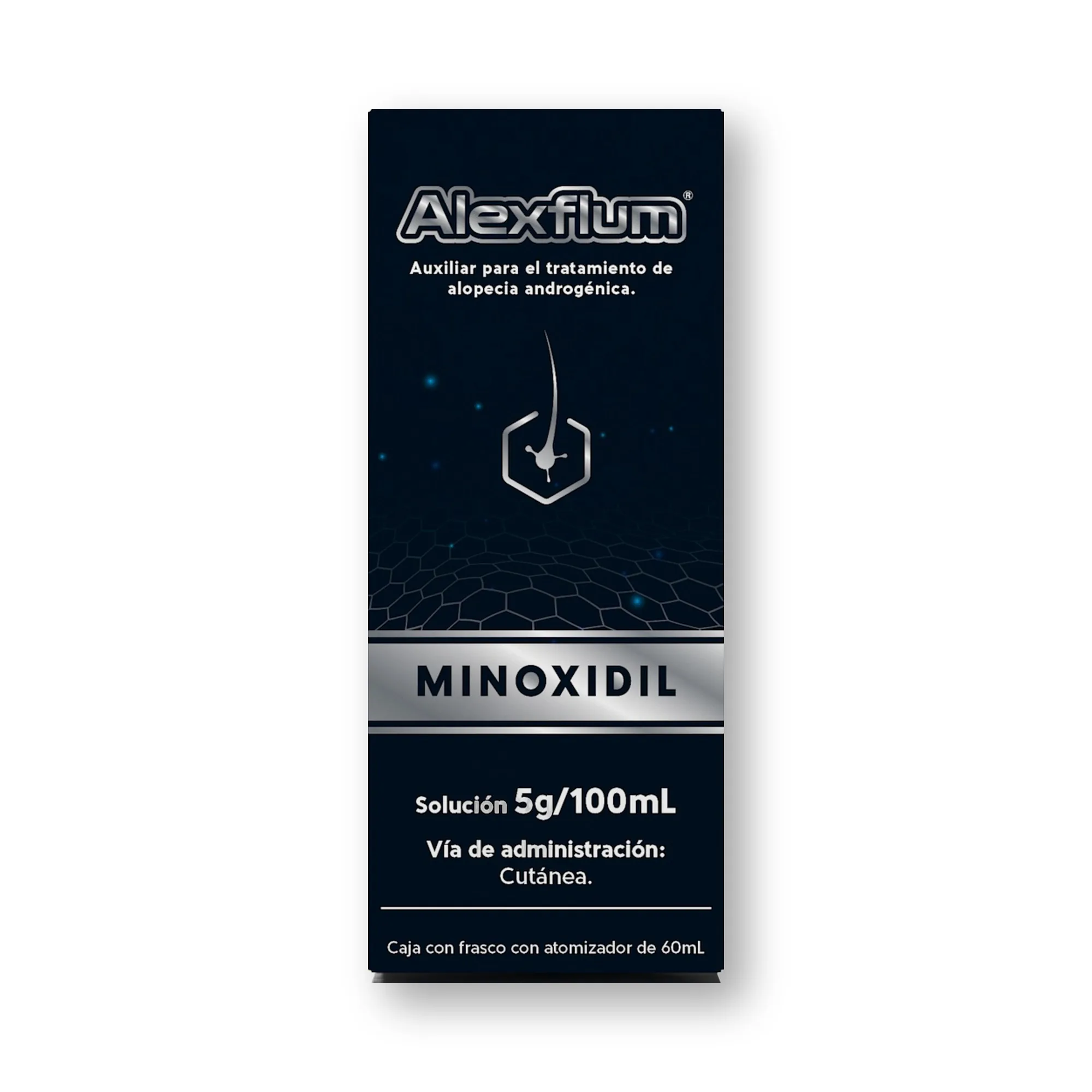 Posterior de la caja de Minoxidil 5/100 Mg Frasco ALEXFLUM