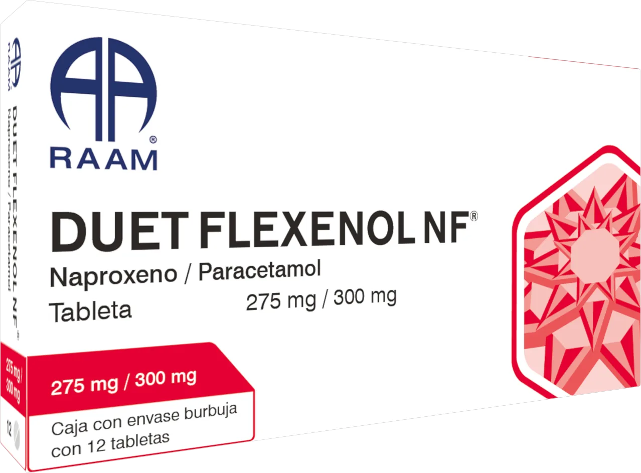 Naproxeno - Paracetamol DUETFLEXENOLNF 300 mg 12 Tabletas