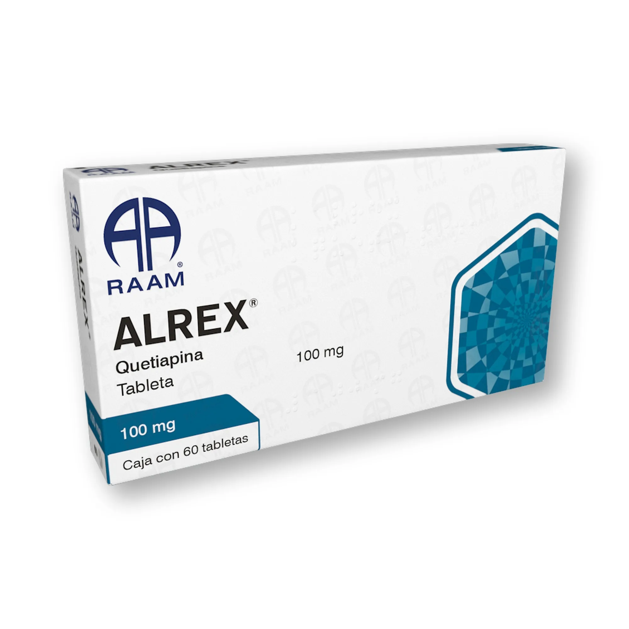 Quetiapina 100 mg 60 Tabletas ALREX | Detalle de empaque Detalle de empaque de Quetiapina 100 mg 60 Tabletas ALREX