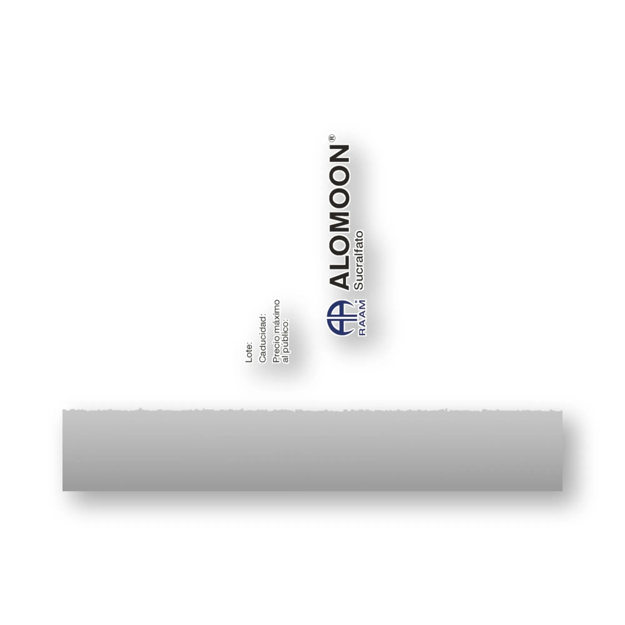 Detalle de empaque de Sucralfato 1 g 40 Tabletas ALOMOON
