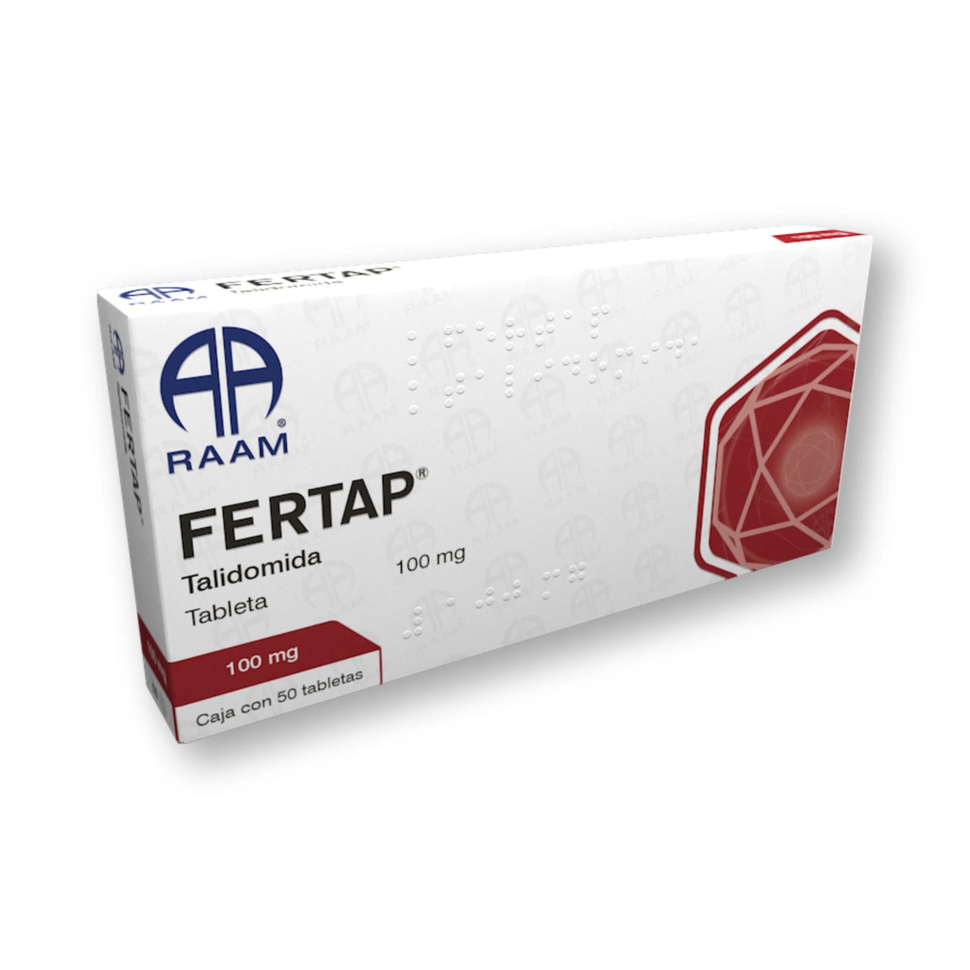 Talidomida 100 mg 50 Tabletas FERTAP | Vista general del producto Vista general de Talidomida 100 mg 50 Tabletas FERTAP Laboratorio RAAM