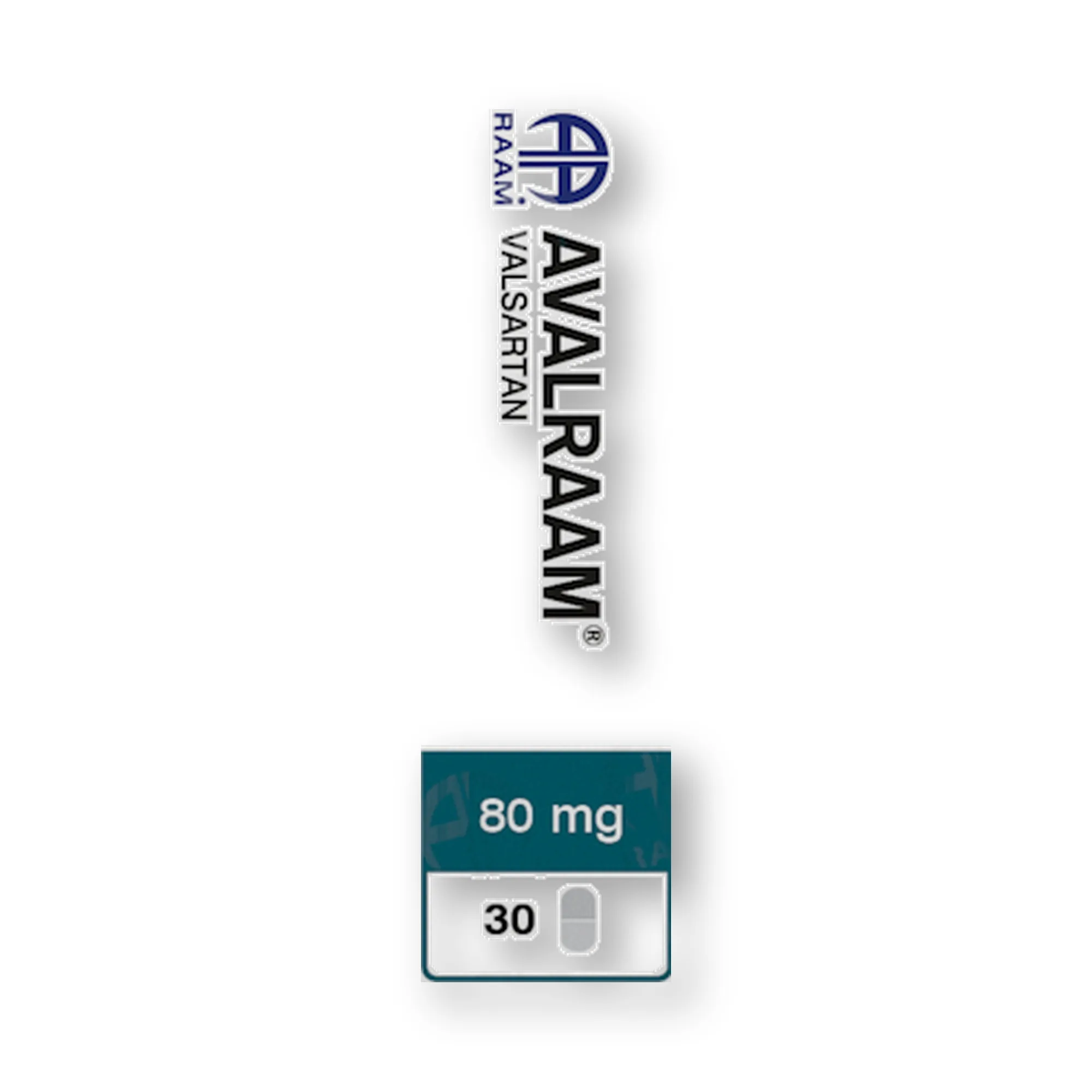 Detalle de empaque de Valsartan 80 mg 14 Comprimidos AVALRAAM