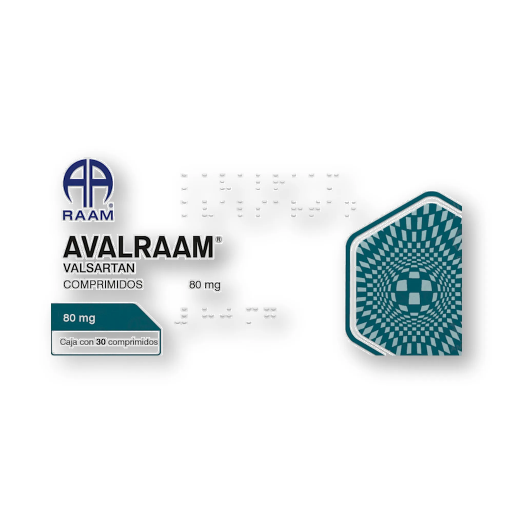 Frente de la caja de Valsartan 80 mg 14 Comprimidos AVALRAAM